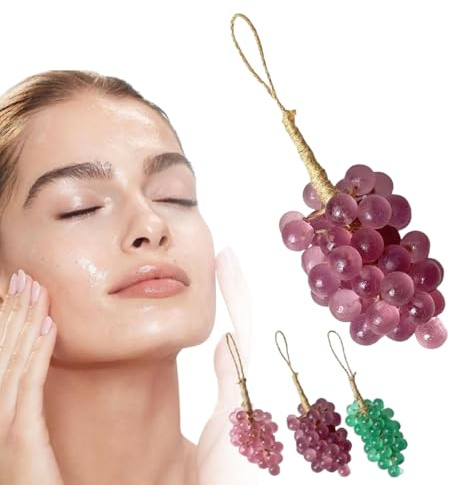 Handmade Grapes Cluster Shaped Soaps, Grape Soap on a Rope, Cold Process Bath Soap, Handmade with Fresh Vine Essence, DIY Exquisite Home Decor, for Bathroom Sink (purple)