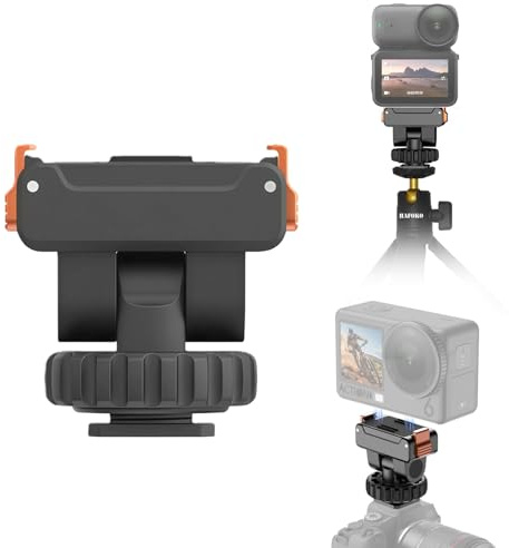 Cámara Frío Zapato Adaptador Compatible con DJI Osmo Nano/Osmo Action 6, Magnético Rápido Lanzamiento Trípode Monte con 1/4 Tornillo para DSLR Cámara Fotografía, 160° Inclinación Ajustable