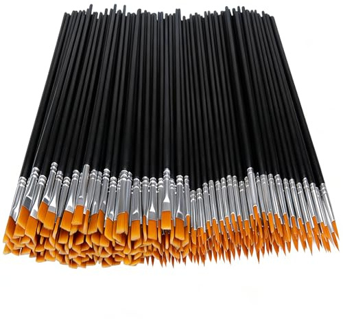 YUESIKJ Set di pennelli da 60 pezzi, 30 pennelli piatti e 30 pennelli rotondi, piccoli pennelli per artisti, per il corpo, il viso, rocce, tela per pittura artistica e dettagli