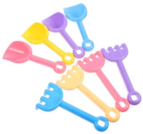 SOIMISS Lot de 8 Pelles et Râteaux pour Garçon et Filles, Plastique Résistant, Coloris Aléatoire, Jouets de Sable pour Bac à Sable, Jeu de Plage pour Fête en Plein Air Couleur Aléatoire