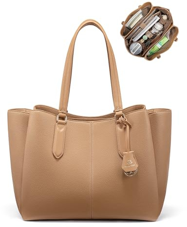 LOVEVOOK Handtasche Damen Mittelgroß, PU Leder Elegante Schultertasche | Beuteltasche mit Drei Großen Fächern, Retro Umhängetasche, Handtaschen für Büro, Shopper & Reise