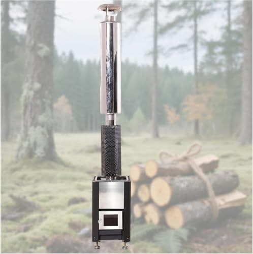 Calentador De Sauna De Leña De 15 Kw con Kit De Chimenea, Estufa De Sauna Exterior De Acero Inoxidable 304, Bandeja De Cenizas Extraíble, Calienta hasta 90 °c para 25 Kg, Large