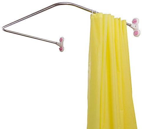 BAOYOUNI Badezimmer U-förmige Duschvorhangstange Ecke Duschvorhang Stange Pole, Dekorativ Geschwungenes Bad Vorhangschiene Bar mit Saugnapf 98 x 102cm