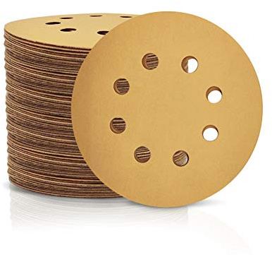 SPEEDWOX Schleifscheiben mit 8 Löchern, 100 Stück, 500-Körnung, Ø 125 mm, staubfrei, Klett-Schleifpapier für zufällige Exzenterschleifer, gelbe Abschlussscheiben für Autos, Holzbearbeitung, gelb