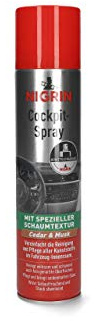 NIGRIN Cockpit-Spray Cedar & Musk, fürs Auto, Innenreiniger für Cockpit, Polster, Leder, Innenraum, Armaturenbrett, antistatisch, 400 ml