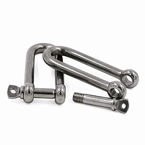 PROTECH 2 Stück Edelstahl Schäkel 12mm Stahlseil Drahtseil Schaekel lang rostfreier A4 V4A Rundschäkel Drehschäkel D-Schäkel