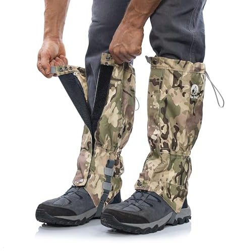 Pike Trail Adjustable Leg Gaiters - Lightweight, Waterproof - Leg Guards for Men & Women - Hiking Essentials Ideal for Hunting, Trekking & Fishing - Defense Force Camo - 1 Pair