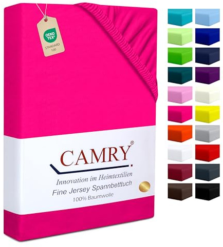 Camry Spannbettlaken 90x200cm - 100x200cm Pink Baumwolle Bettlaken Jersey Spannbetttuch Oeko-Tex
