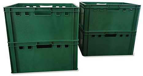 Generisch kanister-vertrieb® 4er Set E3-Kiste Eurobox Metzgerkiste Lagerbox 60x40x30 cm stabil für Lebensmittel geeignet (grün)