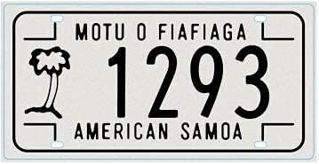 OPO 10 - USA Auto NUMMERNSCHILD - Metall Replik: Motu American Samoa (N52)