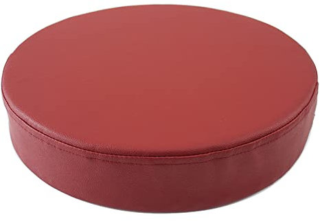 Wasserabweisend Sitzkissen, Rund PU-Leder Stuhlkissen Weich Volltonfarbe Dicke Sitzpolster Stuhlauflage Meditationskissen für Garten Terrasse Balcon Tatami-Rot 1-45x45cm(18x18Zoll)