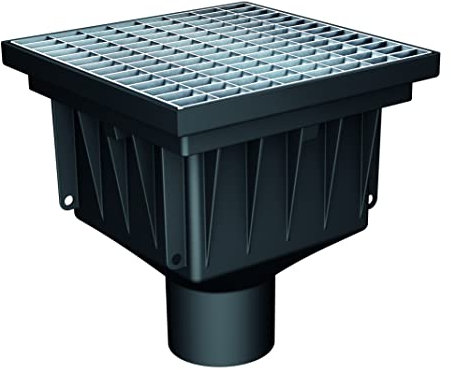 MEA Siphon de Sol Extérieur MEAPARK en Plastique Recyclé – Caillebotis Maille 20x30 Acier Galvanisé – Avaloir de Cour – Drainage des Eaux de Pluie – Classe B125 Véhicule léger