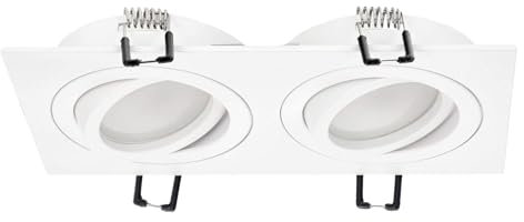 EDO Spot Encastrable Double CERI 2 SQ Blanc Orientable Carré IP20 - Luminaire Encastré Sous Plafond en Aluminium – Compatible avec Ampoule GU10 – Éclairage pour Salon, Cuisine, Bureau