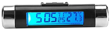 Thermomètre D'horloge de Voiture, Thermomètre LCD Numérique Automobile avec Clip de Moniteur D'horloge Rétroéclairé sur la Voiture de Camion(Fond bleu)