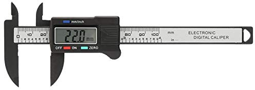 Digitaler Messschieber, 100mm Messbereich 0-100 mm / 0-4 Zoll Genauigkeit Metrisch Imperiale Umrechnung, LCD Display Kohlefaser Schieblehre Caliper für Präzisionsmessungen Tiefen und Schrittmessung