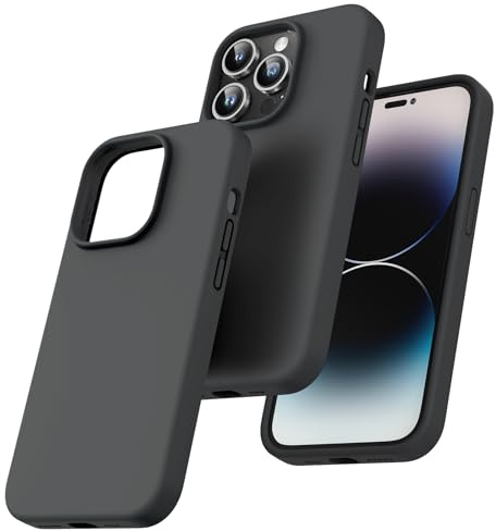 TOCOL für iPhone 14 Pro Hülle Silikon, Stoßfest Anti-Rutsch Anti-Fingerabdruck Kratzfest Handyhülle für iPhone 14 Pro Case, Schwarz