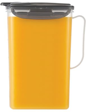 LocknLock Aqua kylskåpsdörr vattenkanna med handtag BPA-fri plastkanna med flip-topplock perfekt för att göra te och juicer, 2 kvarts, grå