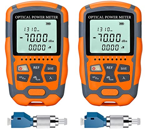 4 in 1 Fiber Optic Tester Portable Fiber Power Meter FC/SC/ST Ideal Interface Fiber Tester Built-in 10Mw Visual Fault Locator (OPM&VFL) Network Cable Tester with FC to LC Adapter(2 Set)