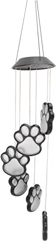 Deosdum Solaire Empreinte de Patte Carillons Éoliens LED Lumières Solaires Mignon Chien Chat Patte Suspendus Carillon Éolien Décoration pour Pelouse Jardin Patio Hall Chambre