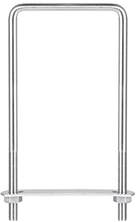 sourcing map 2 Sätze Quadratische U Bolzen 82mm(3.23) Innenbreite 200mm Länge M8 304 Edelstahl U Klemmschraube mit Mutter und Platte für Bootsanhänger