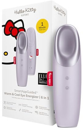 GESKE x Hello Kitty | SmartAppGuided™ Warm & Cool Eye Energizer | 6 in 1 | Masseur oculaire | Masseur anti-cernes | Supprimer les poches et les paupières tombantes | Massage électrique des yeux