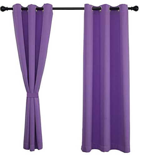 Sichtschutz Thermosvorhang 140x140cm(H x B), Ösenvorhang Blickdicht, strapazierfähig und formbeständig bleiben kann für Wohnzimmer Schlafzimmer Küche 1Stück-Lila