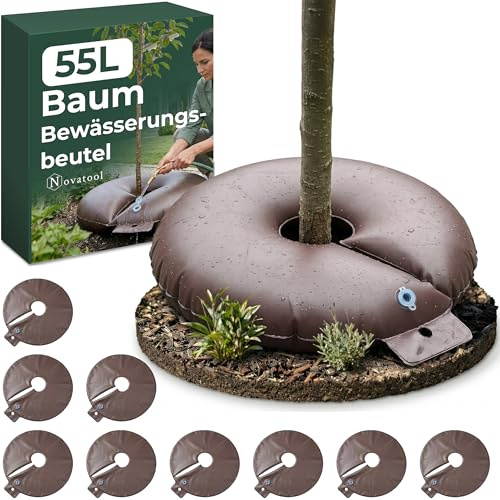 Novatool 10x Säcke für Baumbewässerung 55 Liter Grün Bewässerungsbeutel aus robustem PVC Baumsäcke Bewässerung Baumbewässerung Säcke Wasserbeutel Baum