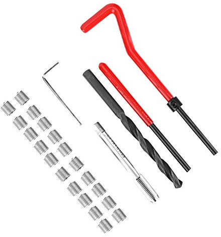 M7 X 1,0 Gewindereparatursatz Edelstahl 25-teiliger Gewindereparatursatz Edelstahl-Spiralbohrschlüssel Gewindeeinsatz Gewindebohrer-Einsetzwerkzeug M7X1