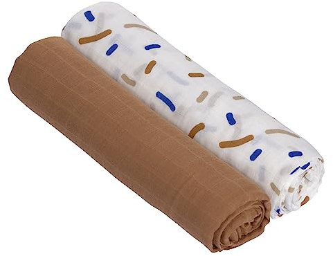 LÄSSIG Baby Puckdecke Spuckdecke Pucktuch Mulltuch 2er Set Baumwolle 120 x 120 cm/ Heavenly soft Swaddle XL Little Mateys royal blue