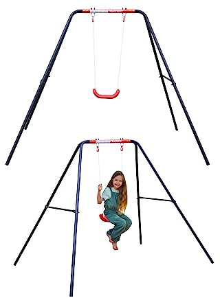 MUWO Children's Play Frame, Frame with Single Swing, Double Swing or with Swings, Rocking Seesaw, Rocker and Slide, Ideal for Garden and Yard (Aladin Single Swing)