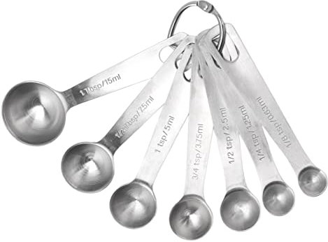 Ensemble de Cuillères à Mesurer, Ensemble de 7 Cuillères à Mesurer TSP Cuillères à café en Acier Inoxydable Cuillères à Soupe Ensemble de Cuillères à Mesurer avec Mesures