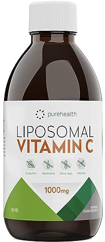 Liposomales Vitamin C 1000mg | Made in Germany | Glasflasche | Hochdosiert | bioverfügbares | kein Süßstoff | kein Soja | Vegan | natürliche Inhaltsstoffe. (250ml Bottle)