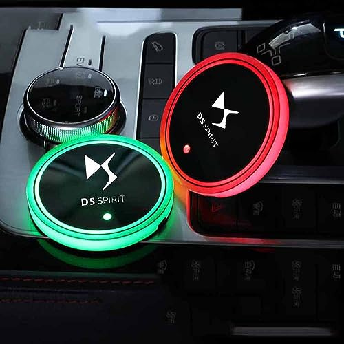 PartyUnix Drink Holders LED for DS SPIRIT DS3 DS4 DS4S DS5 DS 5LS DS6 DS7 Car USB Interior 7 Colors Luminescent Coasters Cup Water Mat Logo Accessories