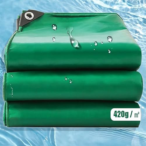 AMXFS Telone di copertura in tessuto con occhielli,420g/m²,verde,1.5x2m | in PVC, contiene filo di nylon ad alta resistenza, impermeabile, antistrappo, per piscine, mobili da giardino, trampolino