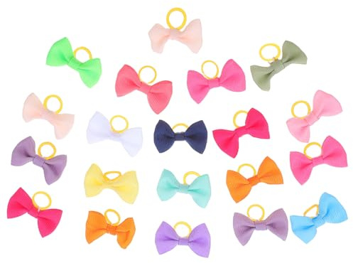 FRCOLOR 20st Hundebögen Gummibänder Hundezubehör Für Mädchen Hundehaarschleifen Mit Gummibändern Haarschleifen Für Hunde Haargummis Für Mädchen Welpenhaar Haar-Bungee Der Hund Gummiband