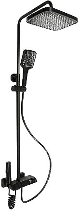 Duschsystem Regendusche mit Armatur Duschset Duscharmatur Komplettset - Modernes Mischbatterie Duschpaneel Set aus Messing und Edelstahl, Wandmontage, LED-Anzeige