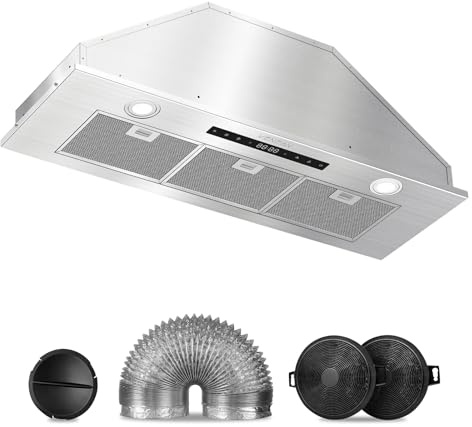 VENFAN 36 Inch Range Hood Insert 600 CFM, Ducted/Ductless Convertible Range Hood with Gesture Sensing & Touch Control, 4 Speed Ultra Quiet Stove Vent Hood with LED Lights