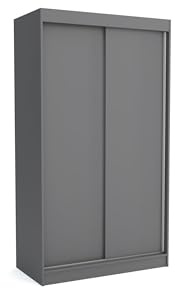 Brent - Kleiderschrank Schiebetüren Emily, 100cm Breit, Schlafzimmerschrank mit 1 Kleiderstange und Einlegeböden für Kleidung, Kleiderschrank Grau