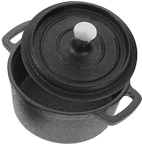 Cabilock Olla de Hierro Fundido Mini Cacerola de Doble Asa Olla de Cocción Resistente Calentador para Alimentos Calientes