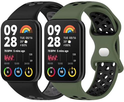 BDIG 2 Stück Armband Kompatibel mit Xiaomi Redmi Watch 6/5/4, Weiche Zweisfarbige Silikon-Sportarmbänder für Xiaomi Mi Band 10 Pro/9 Pro/8 Pro