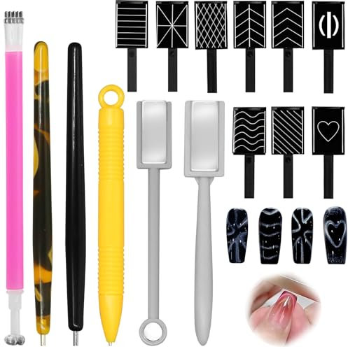 15teiliges Cat Eye Nagelmagnet-Set, Katzenaugen Gelmagnet für Nägel Cat eye Magnet, Magnetismus Katzenaugen Gel nagellack magnetisch doppelseitiges Nagelwerkzeug Zubehör Magnet für Nägel