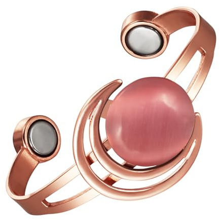 YINOX Superstarkes Magnetarmband aus reinem Kupfer für Damen, modisches Cat-Eye-Armband aus reinem Kupfer, 2 extra große NdFeB-Magnete (D)