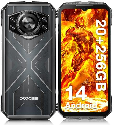 DOOGEE S Cyber Telephone Portable Incassable 20GB+256GB 10800mAh Batterie 6.58” FHD+ Écran 50MP AI Caméra Android 14 Smartphone Incassable, Octa Core/NFC/OTG/GPSIP68/IP69K