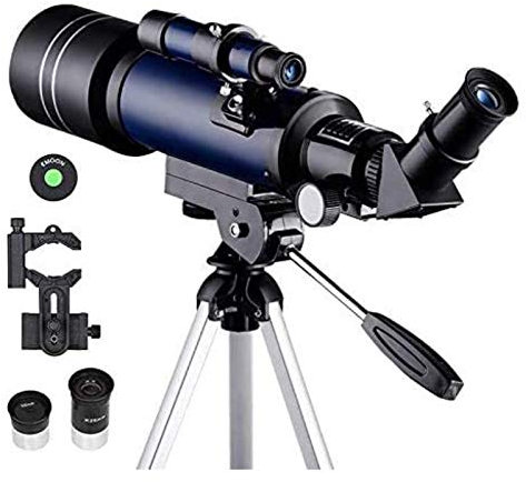 ABNNHK Astronomisches Teleskop, 70-mm-Refraktor-Teleskop, Mondbeobachtung, für Kinder und Erwachsene, Astronomie-Anfänger, 16- bis 66-fache Linse mit Sucherfernrohr, doppelter Komfort