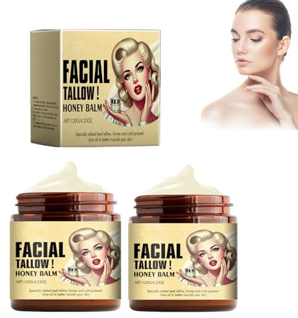 Mikabila (04)120g*2 Beef Tallow Creme,Beef Tallow Feuchtigkeitscreme | Beef Tallow Honig Feuchtigkeitscreme Skincare, Beef Lotion Tallow Creme,Tallow aus Grass Fed Raw Wild Honey