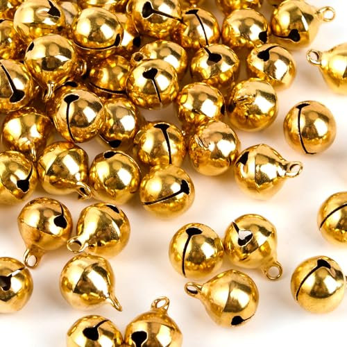 RUBY 60 campane per fai da te, 12 mm, dorate con occhielli, fascette in rame di alta qualità, per decorazioni natalizie, artigianato, gioielli, campane per animali domestici