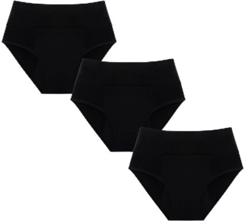 Lot 3 Culotte menstruelle Flux Tres abondant 4 tampons, Culottes menstruelles Taille Haute Coton Bio Adolescente & Femme + Filet Lavage, Protection Anti Fuite Post Accouchement, Slip Ultra absorbante