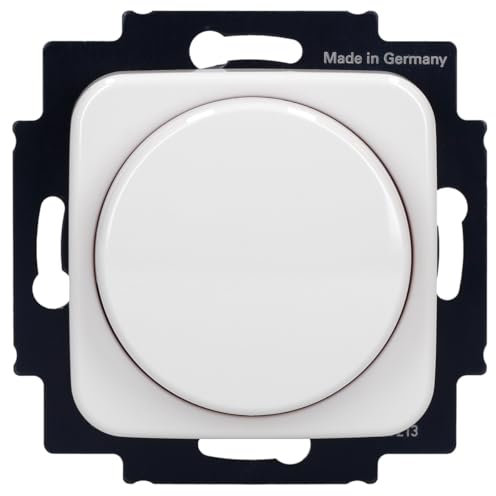 Busch-Jaeger Dimmer Set: 6523 U-102 LED Dreh Dimmer + 2115-214 Zentralscheibe Alpinweiß Reflex SI
