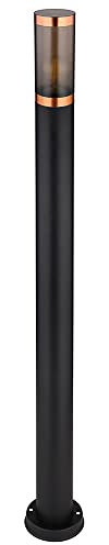 Wegeleuchte Pollerleuchte außen Gartenlampen schwarz IP44, Standleuchte Terrasse Balkon, Edelstahl Kupfer rauchfarben, 1x E27 Fassung, DxH 12,7x110cm
