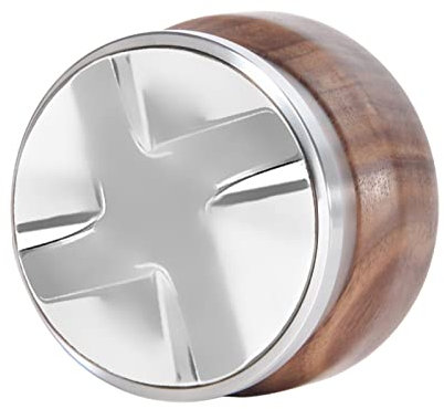 Coffee Distributor Leveler Tool Adjustable Height Coffee Tamper 58.5 mm Cross, Wood